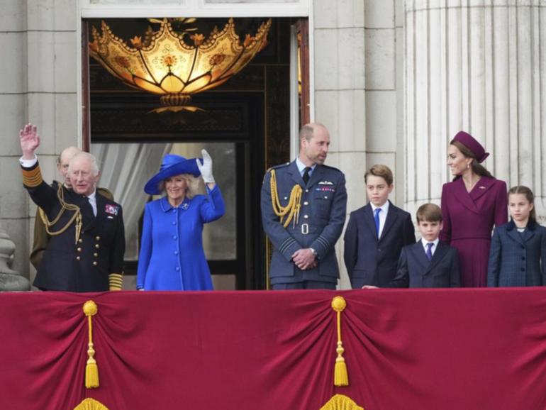 King Charles and other members of the royal family have waved to crowds from the palace balcony. (AP PHOTO)