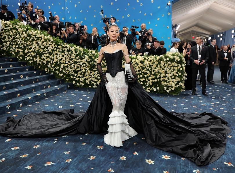 NEW YORK, NEW YORK - MAY 05: Gina Alice Redlinger attends the 2025 Met Gala Celebrating "Superfine: Tailoring Black Style" at Metropolitan Museum of Art on May 05, 2025 in New York City. (Photo by Dia Dipasupil/Getty Images)