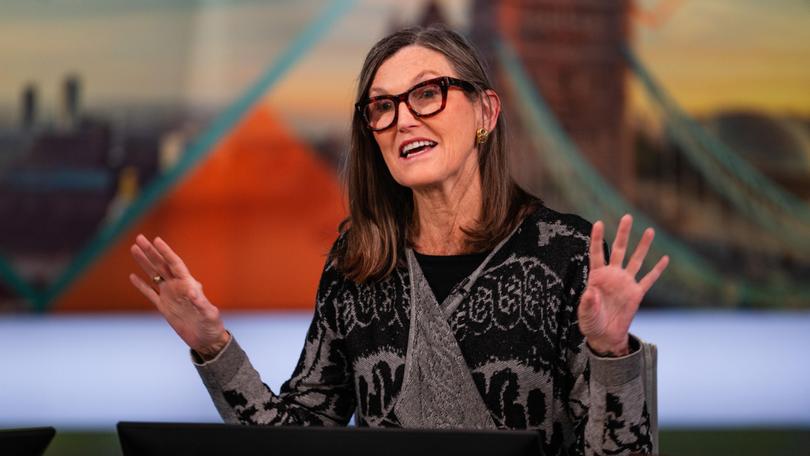 Cathie Wood, chief executive officer of Ark Investment Management LLC, during a Bloomberg Television interview in London on January 28, 2025.
