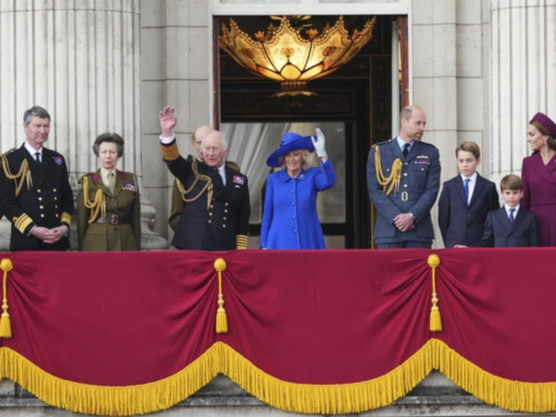 King Charles and other members of the royal family have waved to crowds from the palace balcony. (AP PHOTO)