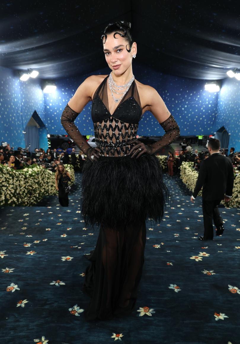 NEW YORK, NEW YORK - MAY 05: Dua Lipa attends the 2025 Met Gala Celebrating "Superfine: Tailoring Black Style" at Metropolitan Museum of Art on May 05, 2025 in New York City. (Photo by Kevin Mazur/MG25/Kevin Mazur/Getty Images for The Met Museum/Vogue)