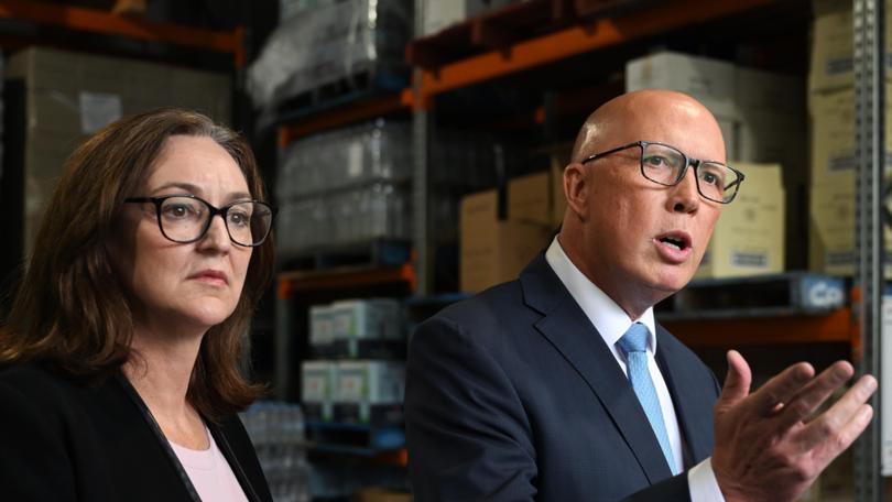 Senator Maria Kovacic and Peter Dutton campaign in Port Stephens, Australia.