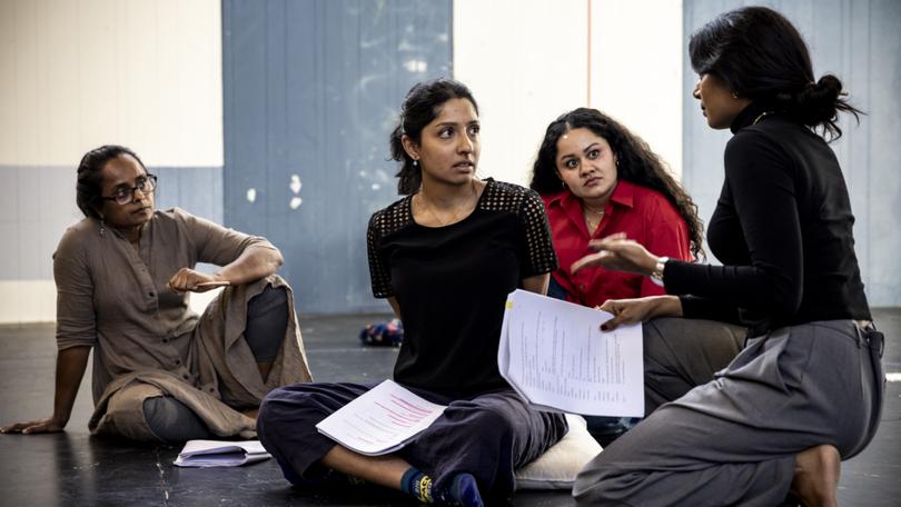 Belvoir production The Wrong Gods in the rehearsal room.