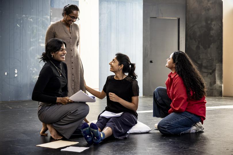 Radhika Mudaliyar, Nadie Kammallaweera, Vaishnavi Suryaprakash and Manali Datar during The Wrong Gods rehearsals.
