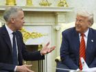 President Donald Trump says he and Canadian Prime Minister Mark Carney will discuss "tough points". (AP PHOTO)