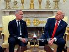 t Donald Trumpmeets with Canadian Prime Minister Mark Carney in the Oval Office.