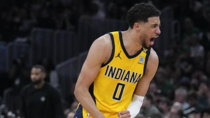 The Pacers' Tyrese Haliburton has drained a game-winning triple to steal Game 2 at Cleveland. (AP PHOTO)