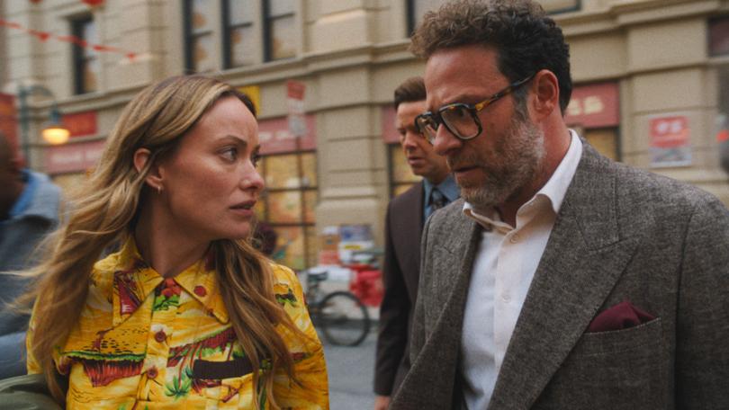 Seth Rogen with Olivia Wilde in The Studio.