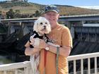 Prime Minister Anthony Albanese takes dog Toto for a walk in Canberra.