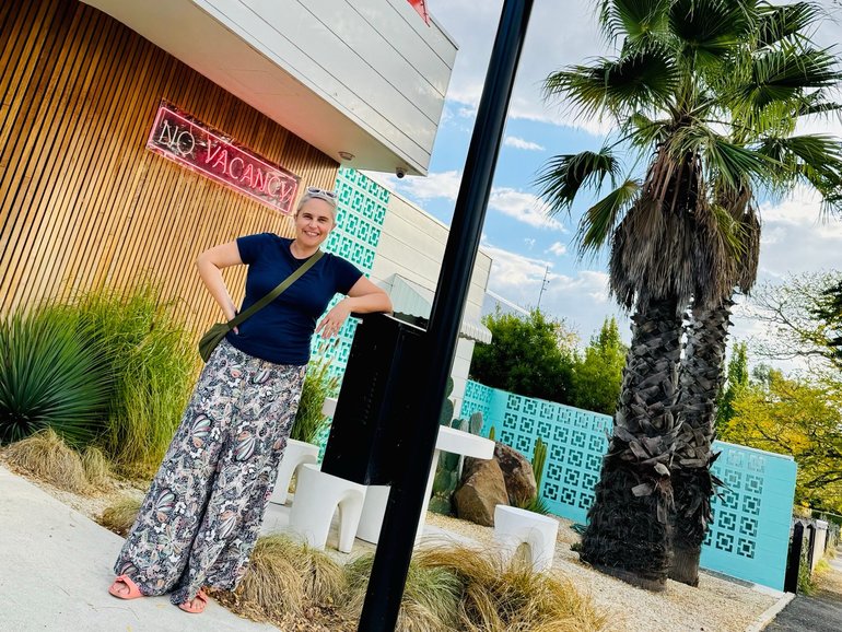 The Kyneton Springs Motel has a distinctly mid-century vibe.
