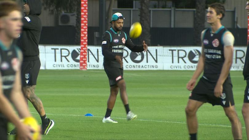 Port Adelaide's Willie Rioli at training on Wednesday.