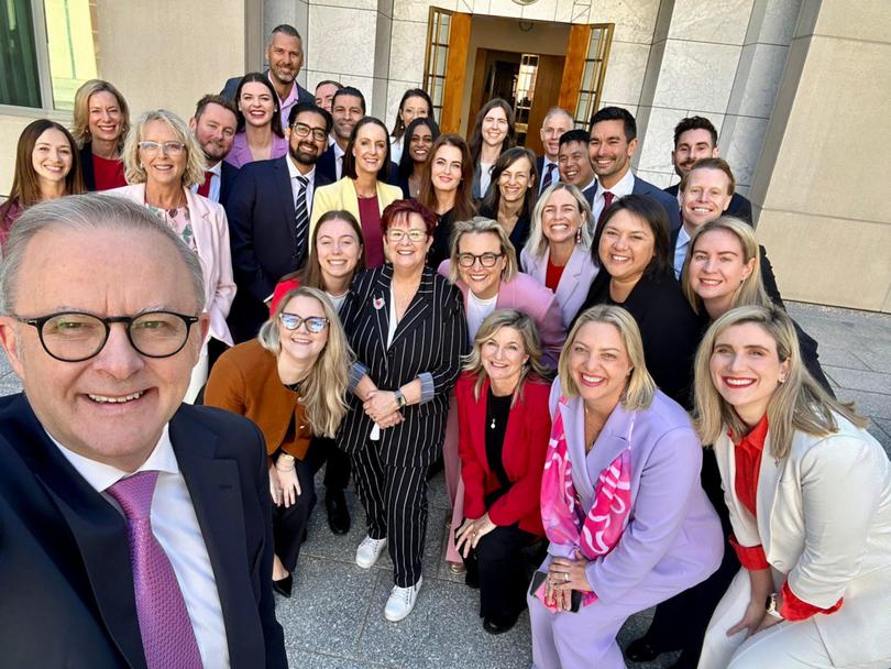 Anthony Albanese with his new MPs.