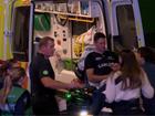 Mitch McGovern taken in an ambulance.