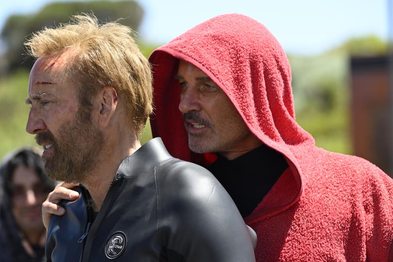 Nicolas Cage and Julian McMahon in The Surfer.