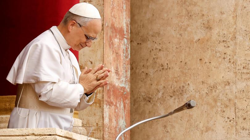 Pope Leo XIV delivers the Regina Caeli prayer from the main central loggia of St Peter's basilica on May 11, 2025 in Vatican City, Vatican.