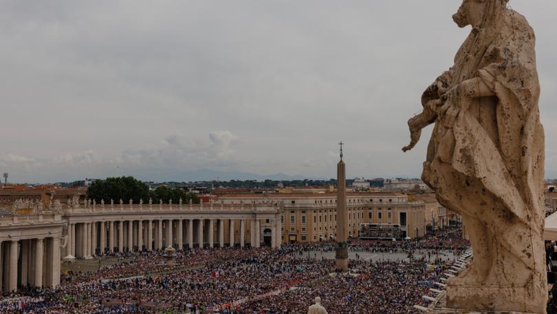 The massive crowd in St. Peter's Square on May 11, 2025 in Vatican City, Vatican.