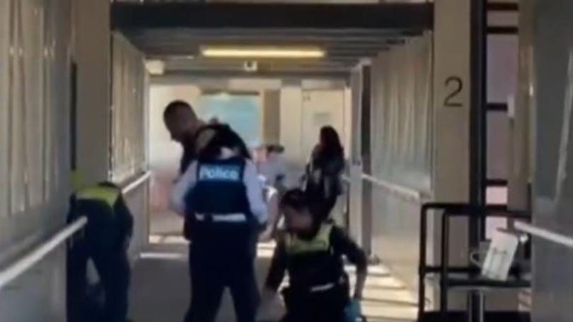 Police arrested two teenage boys following an alleged machete fight at a Melbourne shopping centre. Picture: 7News