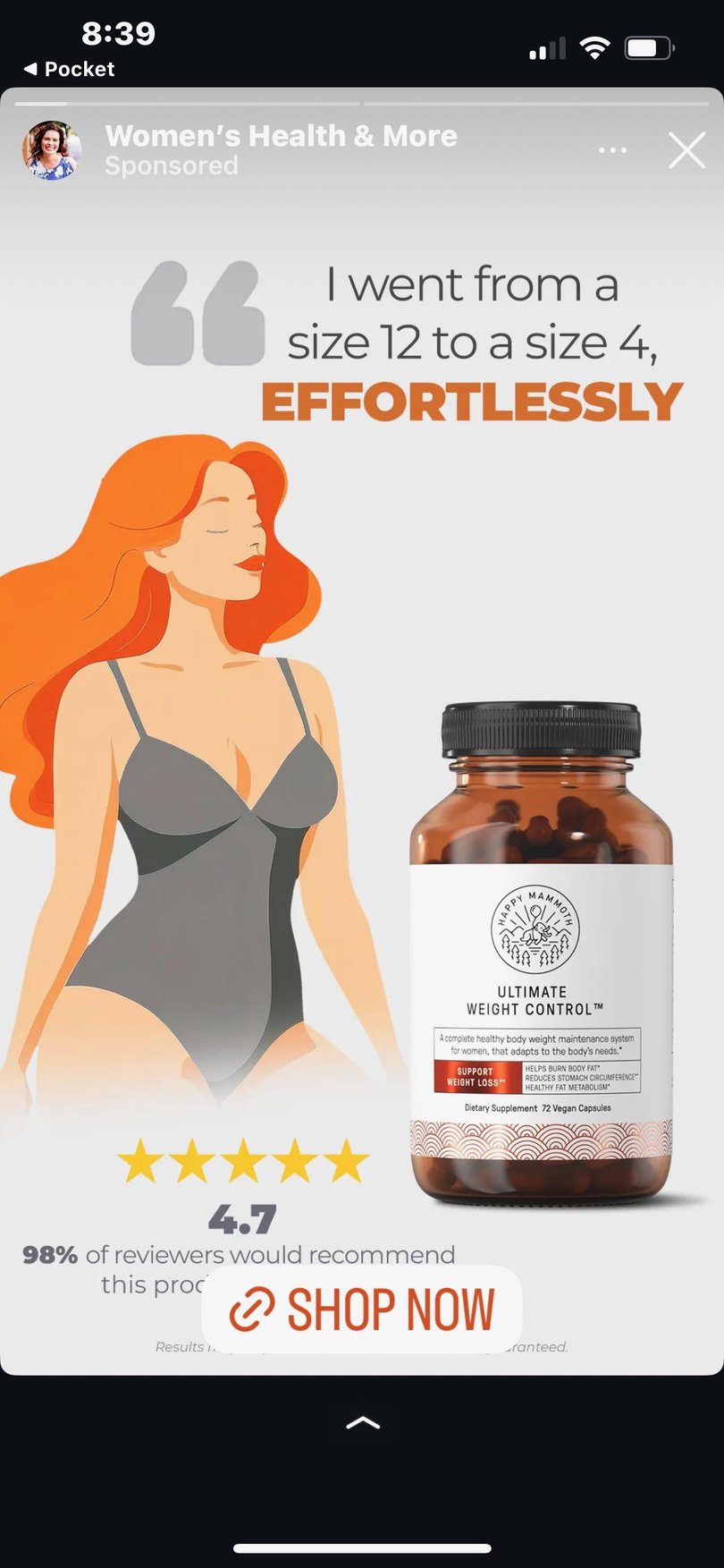 Happy Mammoth has described its ‘Ultimate Weight Control’ supplement as ‘Faux-zempic’.