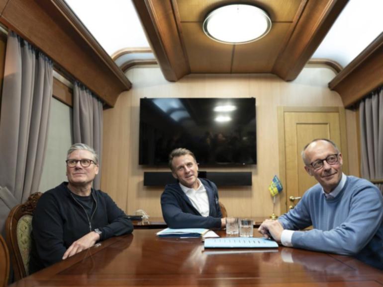 Leaders of the United Kingdom, France and Germany took a train trip to the Ukrainian capital Kyiv.