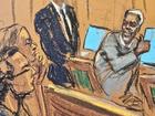 Sean "Diddy" Combs reacts to his family members seated in the audience at his sex trafficking trial in New York City.