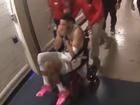 Jayson Tatum was in tears as he was wheeled into the dressing room.