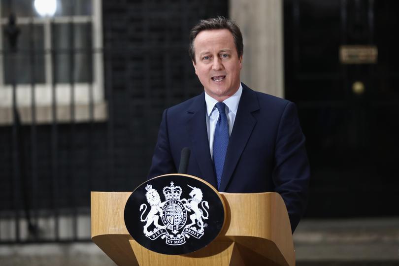 David Cameron speaks as he leaves Downing Street for the last time on July 13, 2016 in London, England.