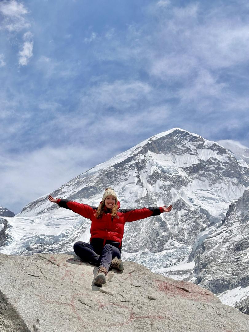 After eight days of hiking through the Khumbu Pasang Lhamu rural municipality in the Nepalese Himalayas, we reached Everest Base Camp (5364m).
