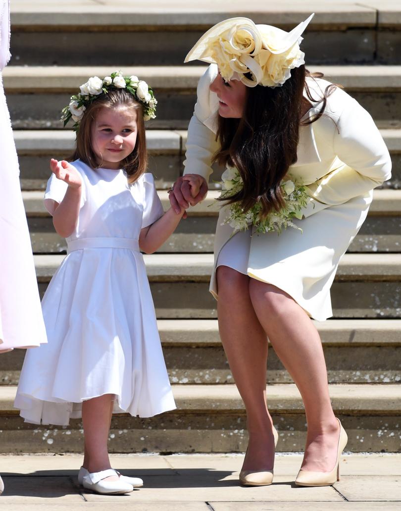 Princess Charlotte and Kate at Meghan and Harry’s wedding.