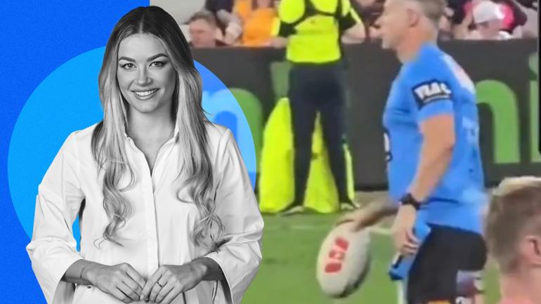 Penrith trainer Shane Elford was filmed watering the ball before the Panthers kicked off.