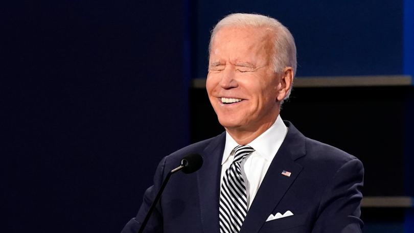 Democratic presidential candidate former Vice President Joe Biden smiles during the first presidential debate Tuesday, Sept. 29, 2020, at Case Western University and Cleveland Clinic, in Cleveland, Ohio.