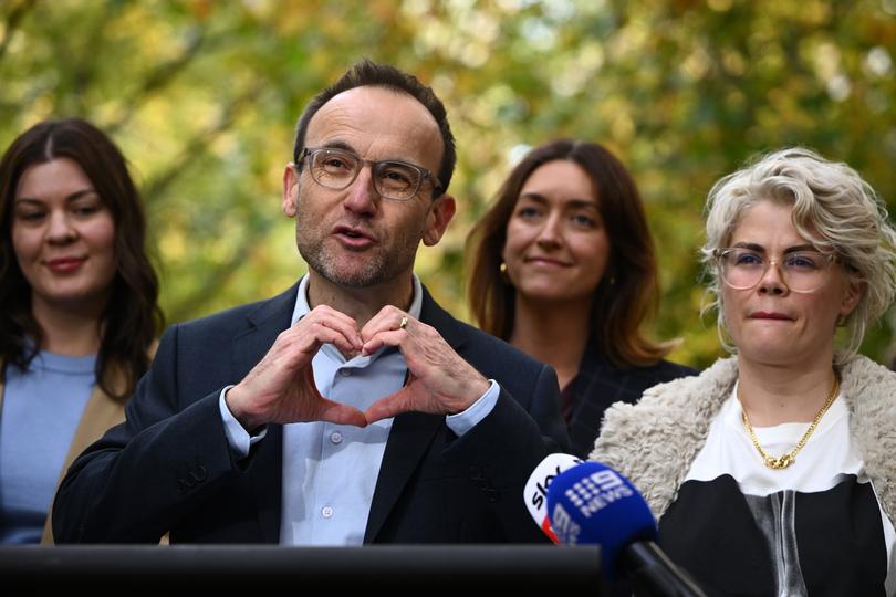 Former Australian Greens Leader Adam Bandt during his concession speech.