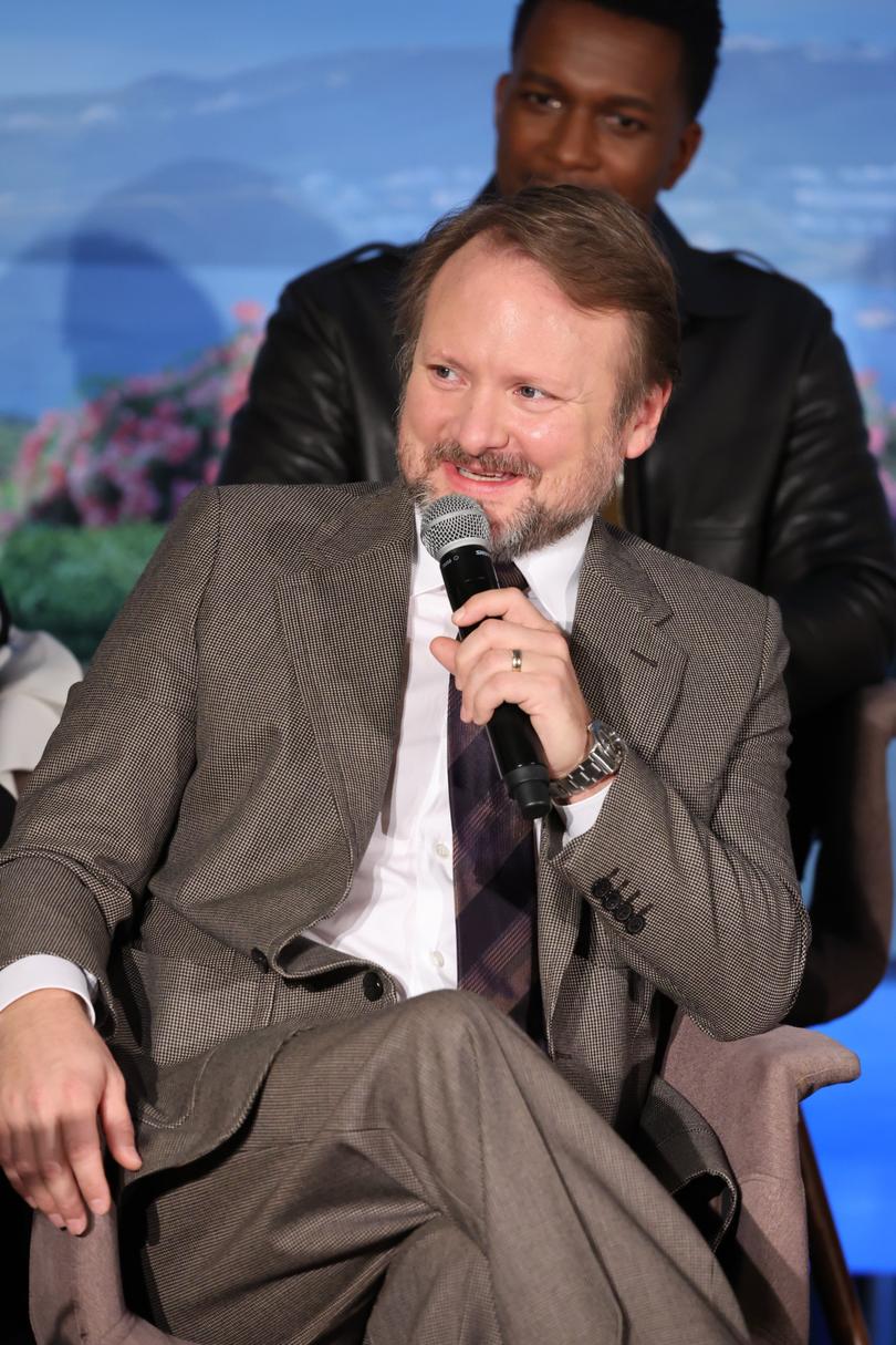 Rian Johnson during a press event for his movie Glass Onion: A Knives Out Movie.