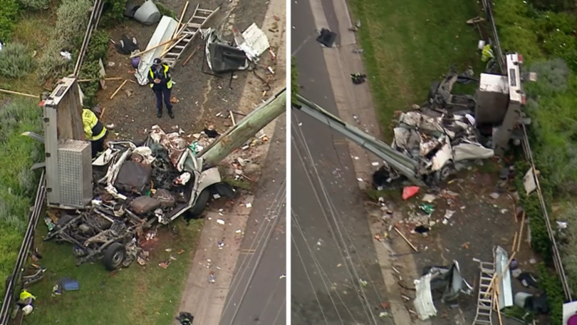 The ute was barely recognisable after the crash.