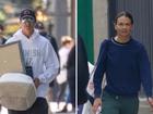 Hugh Jackman and Deborah Sutton picutred outside Jackman's Chelsea apartment.