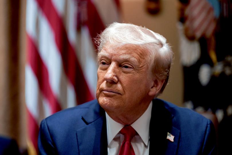 US President Donald Trump during a cabinet meeting at the White House in Washington, DC, US, on Wednesday, Feb. 26, 2025. Elon Musk's demand that more than two million federal employees defend their work is facing pushback from other powerful figures in the Trump administration, in a sign that the billionaire's brash approach to overhauling the government is creating division. Photo by Al Drago/Pool/ABACAPRESS.COM.