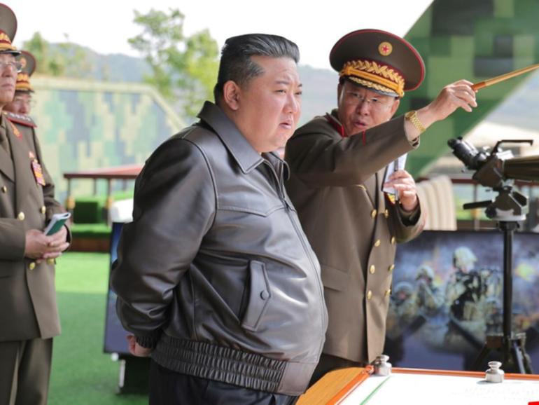 So far in May, Kim Jong-un has overseen a missile test, and inspected tank and munitions plants. (AP PHOTO)