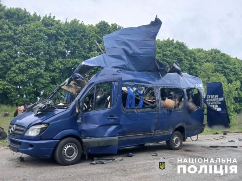 A Russian airstrike has killed at least eight people in Ukraine.