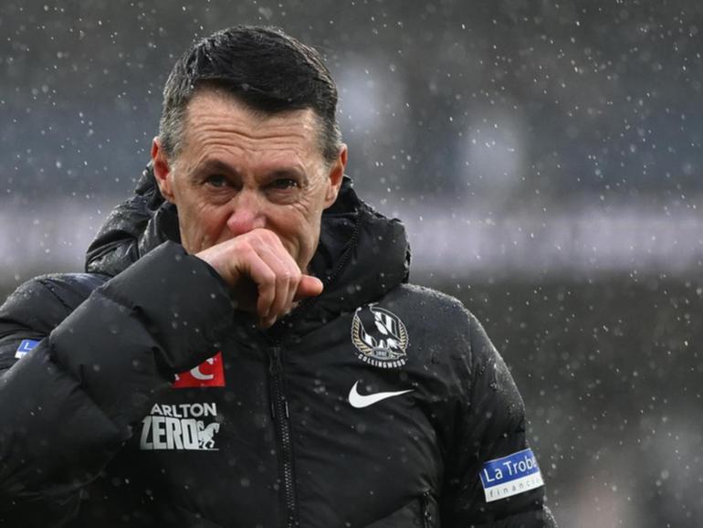 Collingwood coach Craig McRae was overcome with emotion over the death of Adam Selwood.