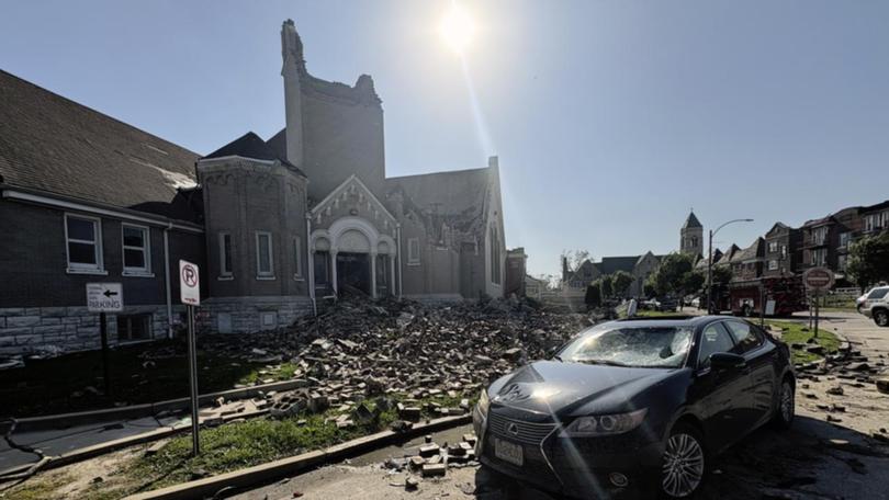 Weather service radar indicated a likely tornado touched down in the St Louis area. (AP PHOTO)