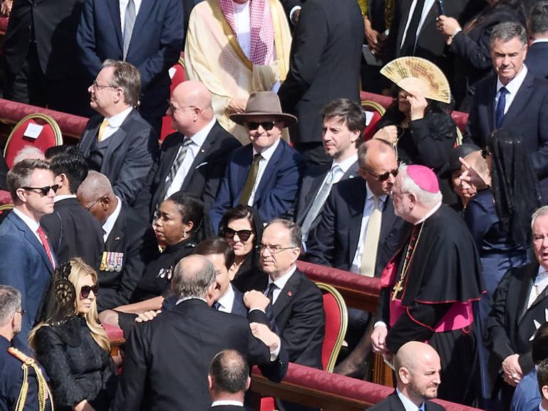 Australian Prime Minister Anthony Albanese (centre) joins other world leaders at the Inauguration Mass of Pope Leo XIV at St Peters Square in Vatican City.