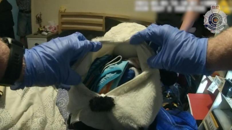 Police will allege that the man's stash was kept in a panda plush backpack.