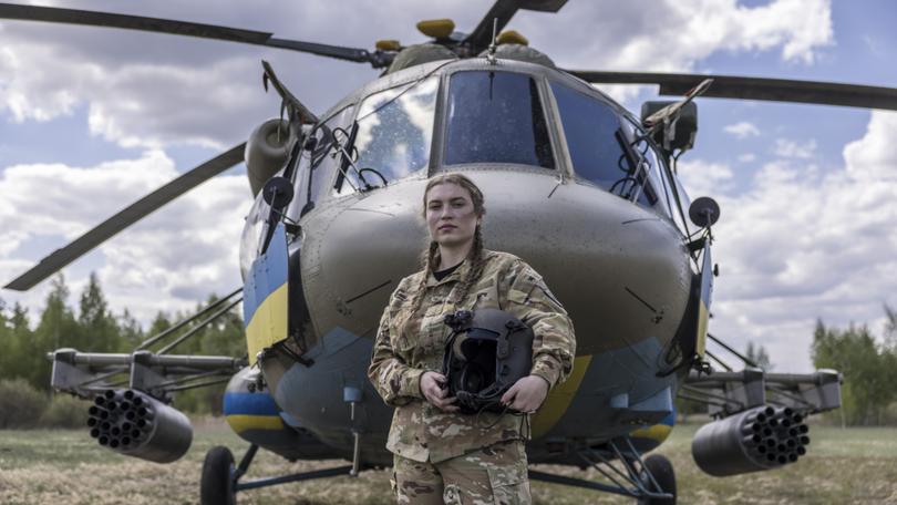 Kateryna, a senior lieutenant and the Ukrainian Army’s only female combat pilot, in eastern Ukraine after a mission, April 30, 2025. The country’s military says it wants more women fighting, but sexism remains an obstacle, activists and female soldiers say.