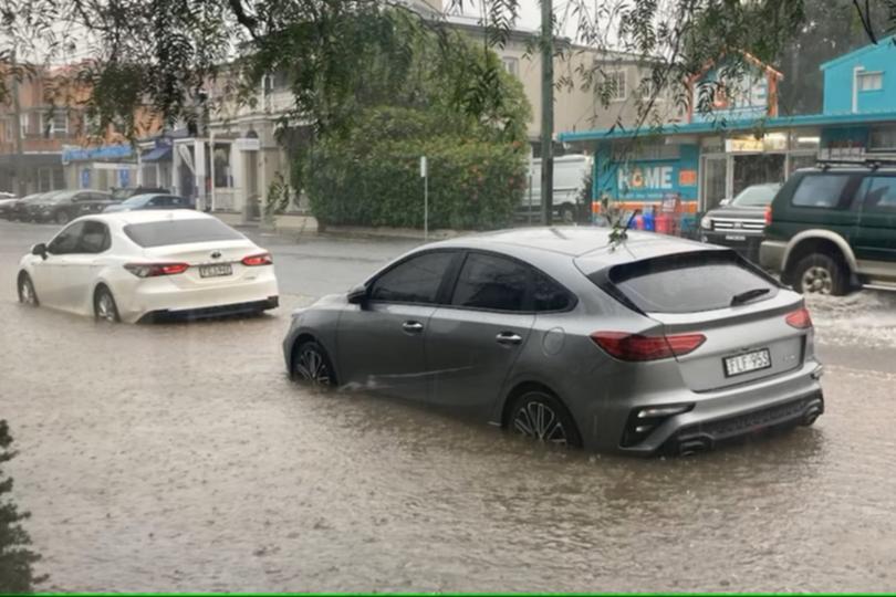 Flash flooding in Wauchope town centre, along Cameron Street