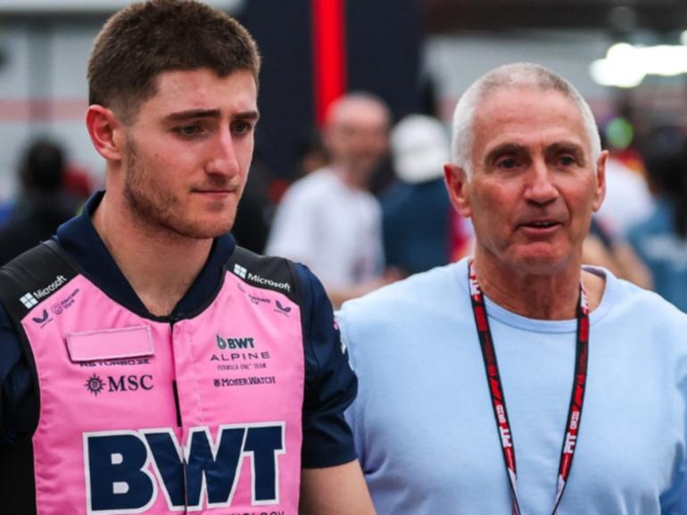 Jack Doohan with father Mick at the Bahrain Grand Prix earlier this year.