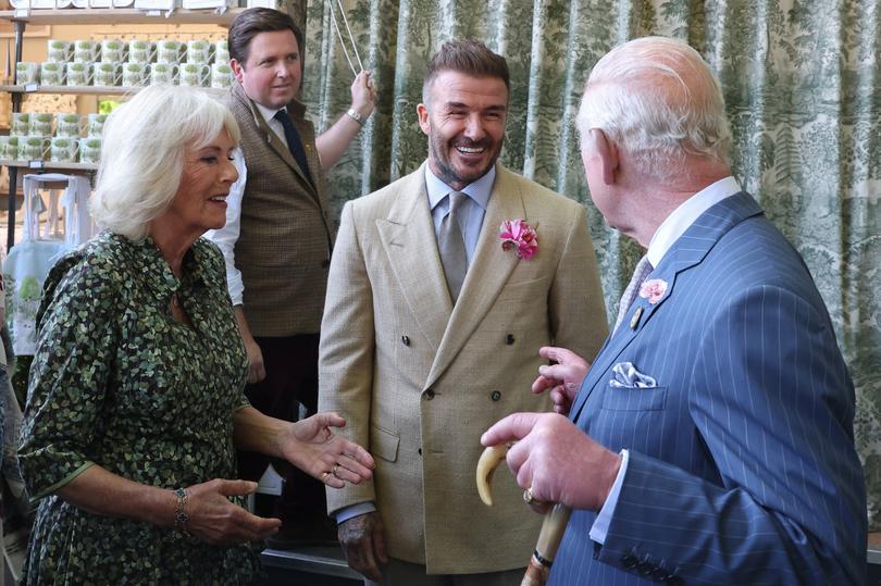 King Charles, Queen Camilla and David Beckham did little to quiet speculation surrounding their respective family feuds, sharing laughs with each other at an event in London.