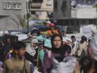 Residents flee Khan Younis in the south of the Gaza Strip. 