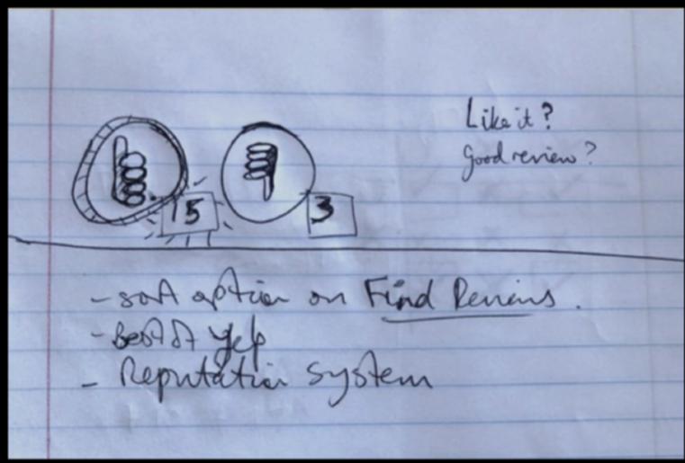 A sketch by Bob Goodson that included a crude concept of what would become the Like button on May 18, 2005. (BCG via AP)
