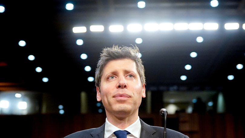 Sam Altman, chief executive officer of OpenAI Inc., sitting before a Senate Commerce, Science, and Transportation Committee hearing in Washington earlier this month.