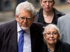 Rolf Harris arrives at Southwark Crown Court with his wife Alwen Hughes in 2014.