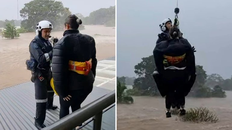 Unbelievable footage shows residents in the NSW Mid North Coast rescued after waiting more than 6 hours to be saved by emergency services.